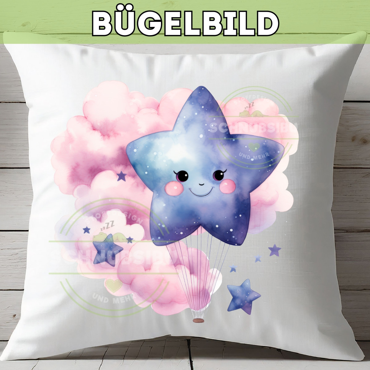 Bügelbild Stern lila